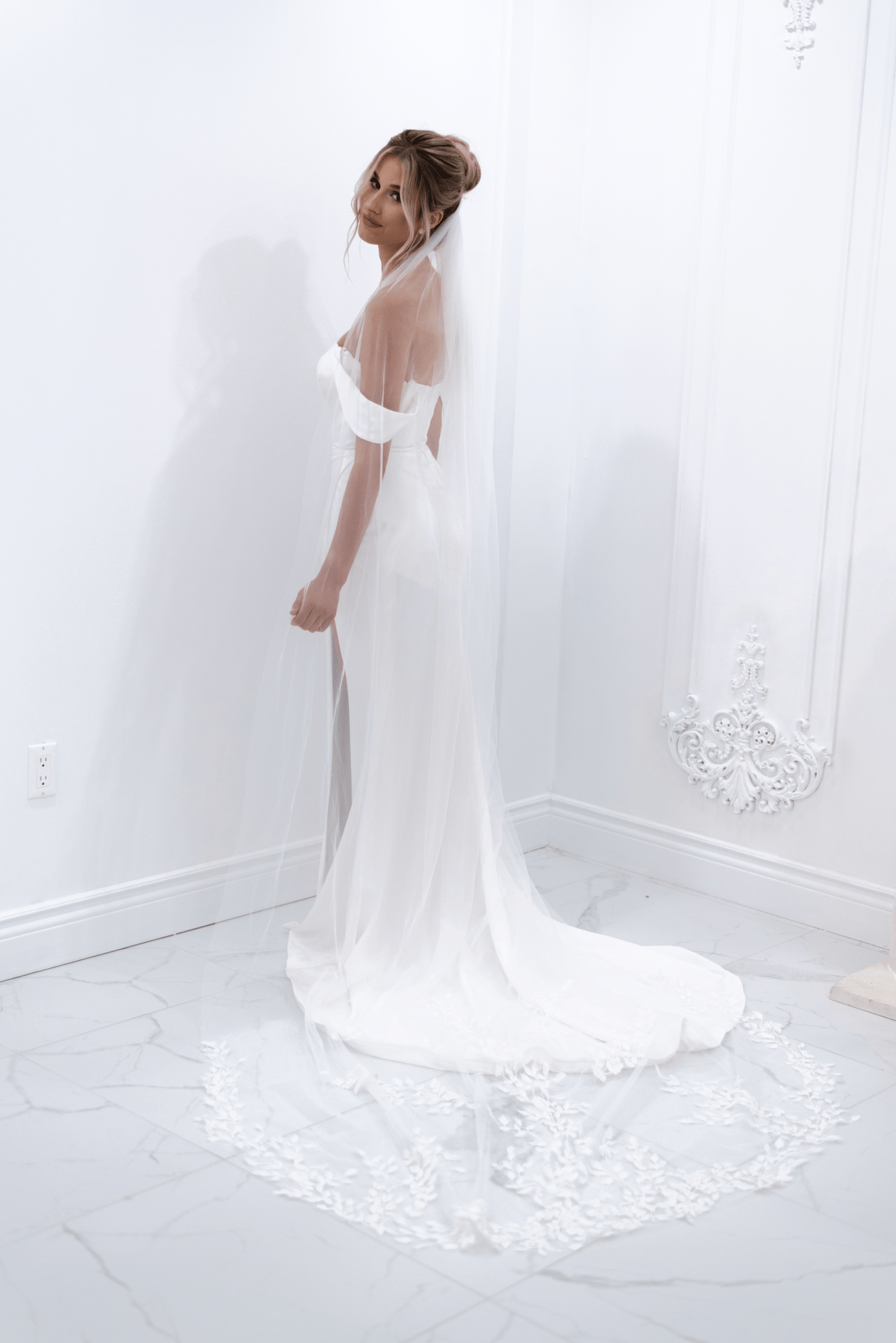 Chic Bridals Bridal Veils Dark Ivory / 3x3.5 "Royal" Danielle Veil Wedding Gowns