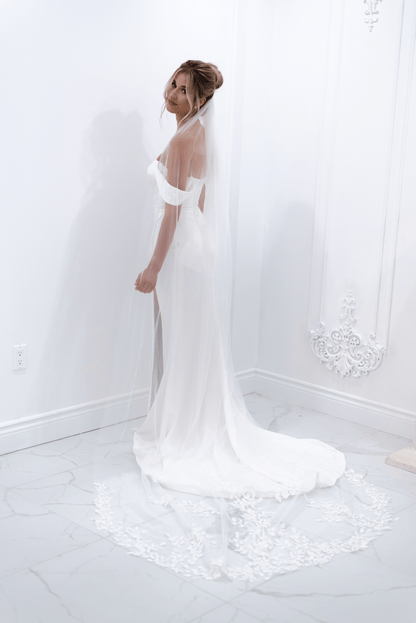 Chic Bridals Bridal Veils Dark Ivory / 3x3.5 "Royal" Danielle Veil Wedding Gowns