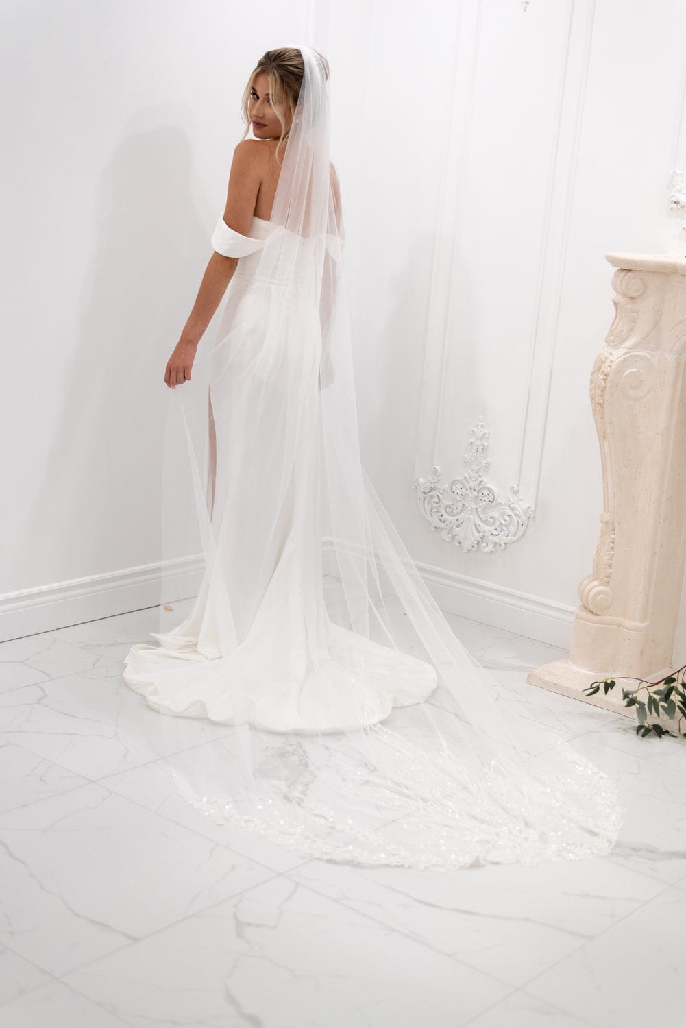 Chic Bridals Bridal Veils Ivory / 1.5x3 "Narrow Cathedral" Dior Veil Wedding Gowns